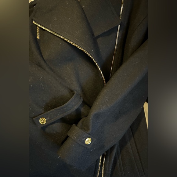 Like New Dana Buchman Black wool blend side zip tie front winter coat - Picture 10 of 12